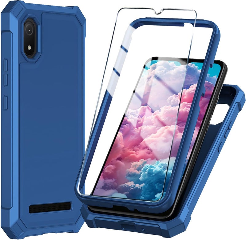 Mocotto for Cloud Mobile Stratus C8 Phone Case with Tempered Glass Screen Protector,Slim Soft Silicone Full-Body Protective Cover (Cloud Mobile Stratus C8,Blue) - Image 1
